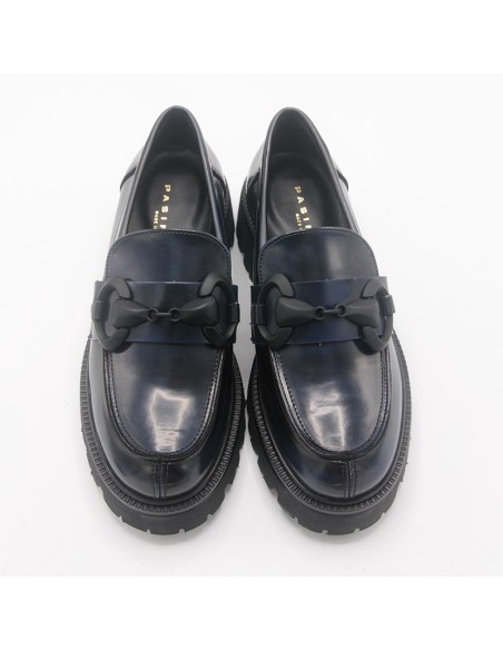 Pasinetti mocassino blu con morsetto opaco
