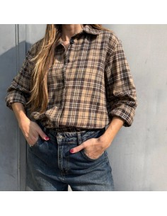 Camicia check beige/marrone