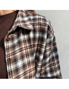 Camicia check bianco/marrone 2