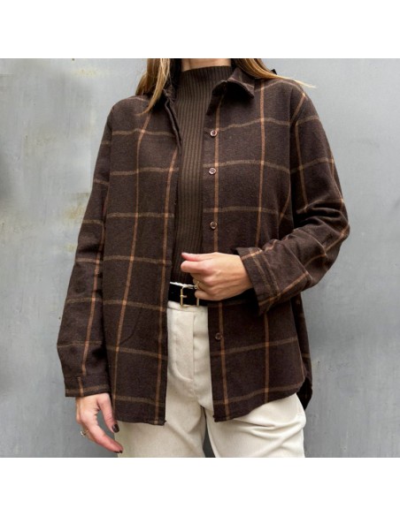Camicia check marrone