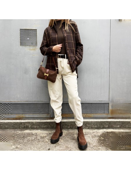 Camicia check marrone