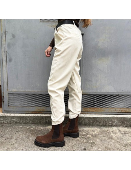 SusyMix pantalone velluto millerighe panna