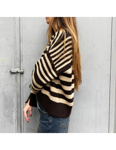 SusyMix maglione righe moro/beige