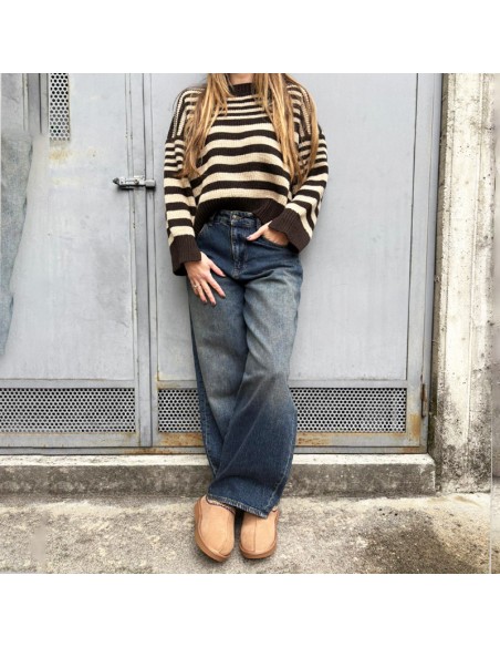 SusyMix maglione righe moro/beige