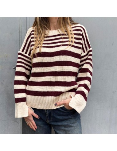 SusyMix maglione righe panna/bordeaux