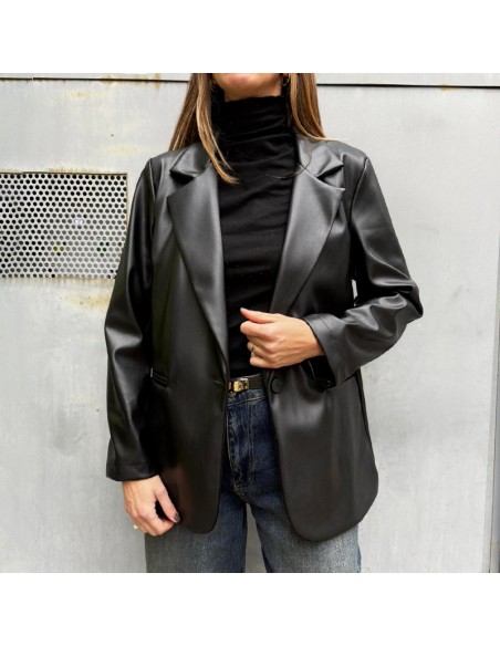 Blazer ecopelle nero