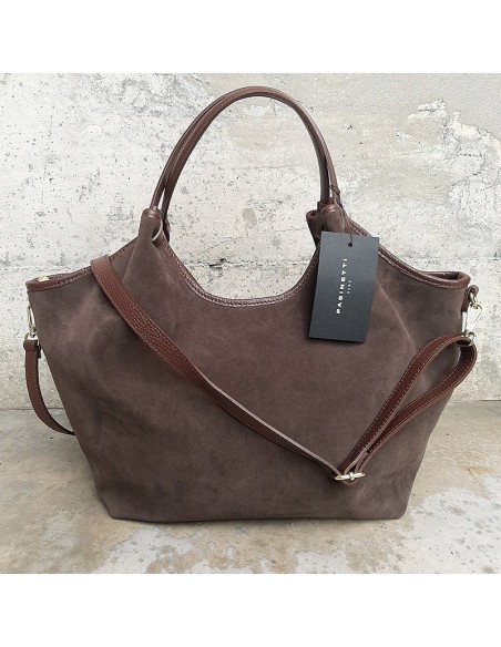 Pasinetti maxi-bag in camoscio testa moro