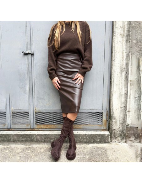 Longuette ecopelle spacco