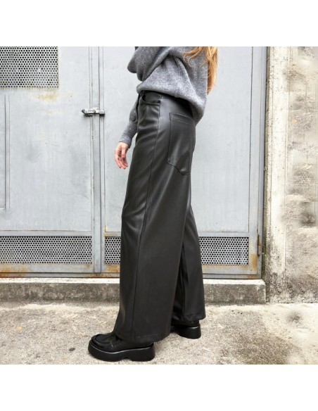 SusyMix pantalone ecopelle nero