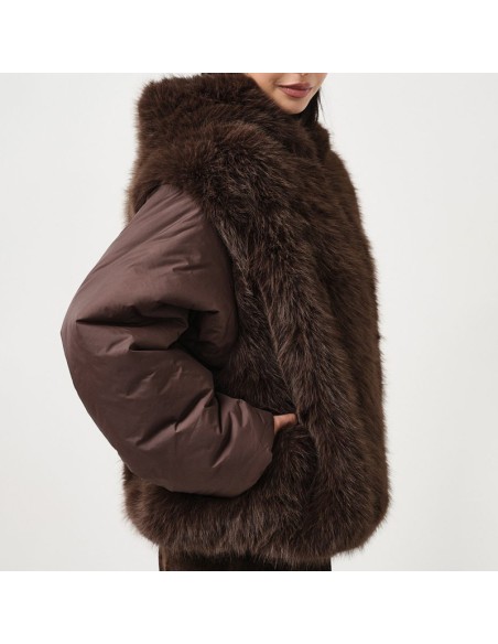Piumino ecopelliccia moro