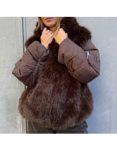 Piumino ecopelliccia moro