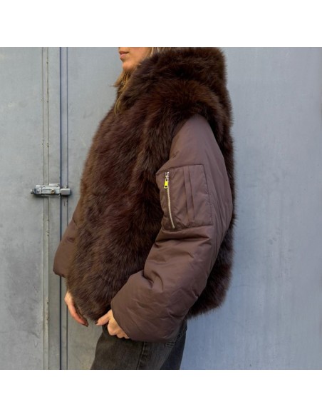 Piumino ecopelliccia moro