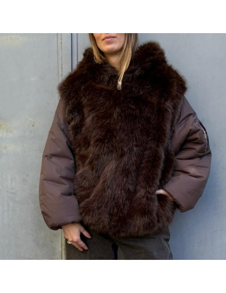 Piumino ecopelliccia moro