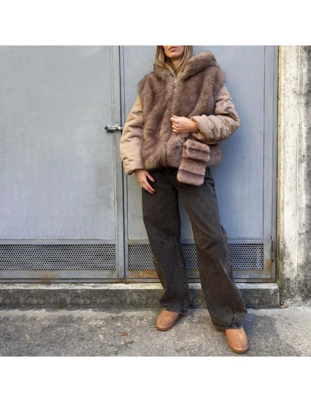 Piumico ecopelliccia fango