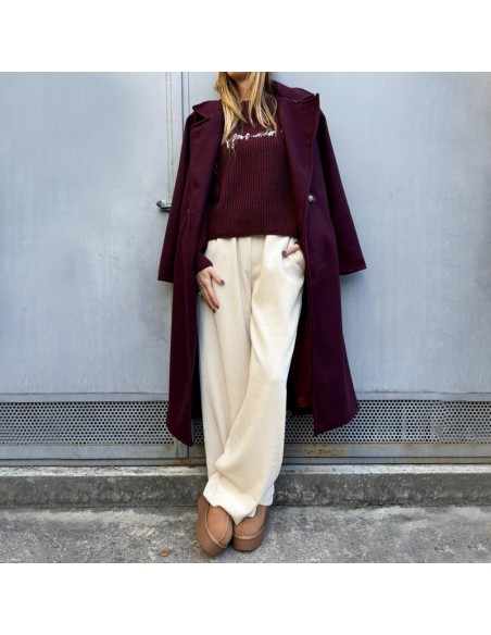 Pantalone in velluto a costine panna