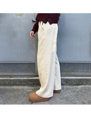 Pantalone in velluto a costine panna