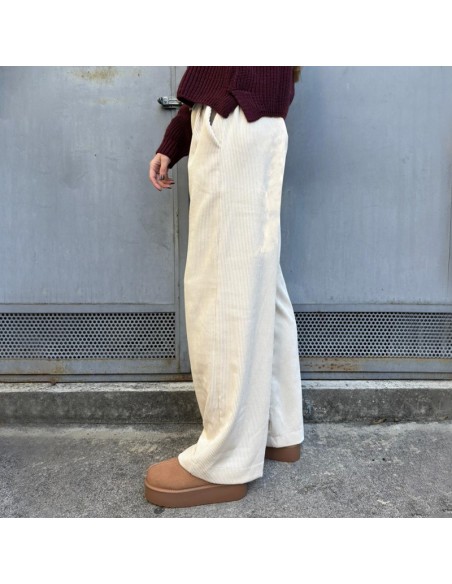 Pantalone in velluto a costine panna