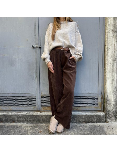 Pantalone in velluto a costine marrone
